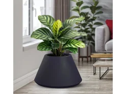 Maceta cónica redonda de resina Stromboli antracita para plantas de interior y exterior, 60 x 35 cm