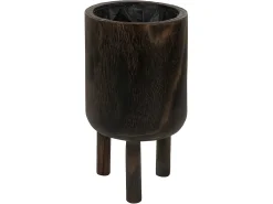 Maceta con pie madera paulonia marrón Alt. 34 cm
