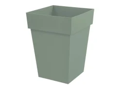Maceta cuadrada de media altura - 39 x 39 x 53 cm - 51 L - Verde laurel