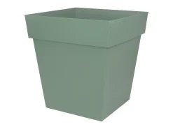 Maceta cuadrada Toscana 50 cm Verde laurel - Robusta, Fabricada en Francia, Resistente a los rayos UV y al hielo