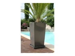 Maceta Nuance - Cuadrada - 29 x 29 x 52 cm - 32,6 L - Gris brillante