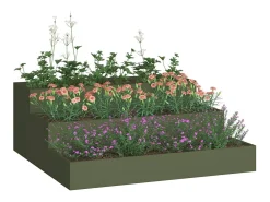 Maceta para Jardín | Jardinera | Macetero Verde oliva 90 x 90 x 35 cm Acero
