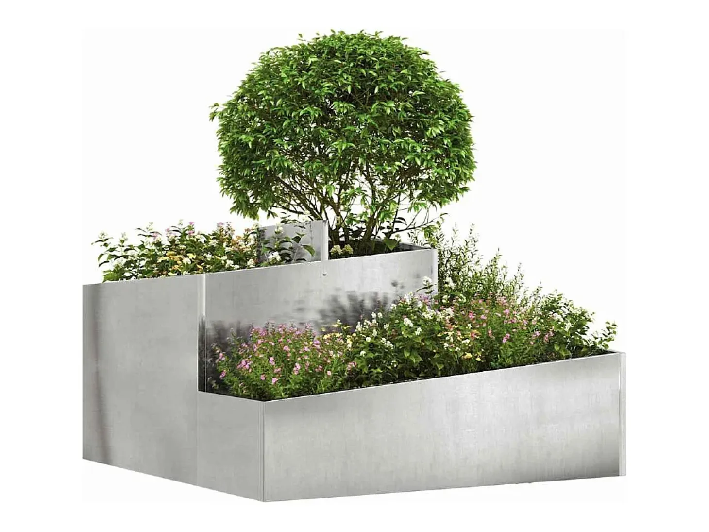 Maceta para Jardín | Jardinera | Macetero Plateado 80 x 80 x 50 cm Acero inoxidable