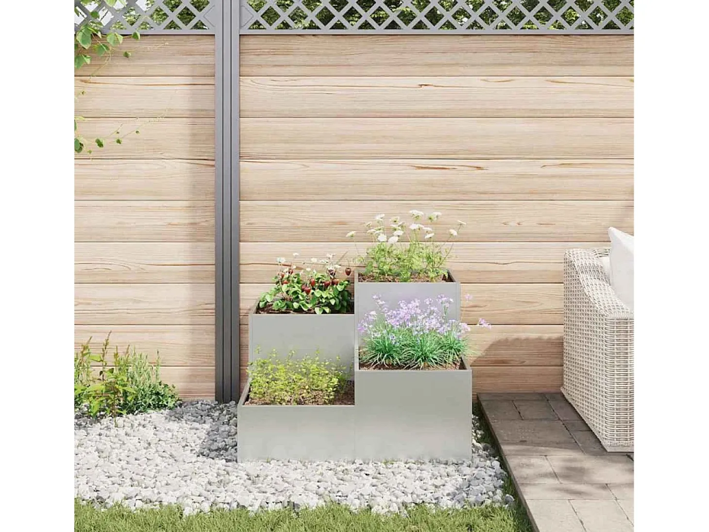 Maceta para Jardín | Jardinera | Macetero Plateado 80 x 80 x 60 cm Acero galvanizado