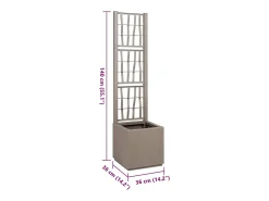 Maceta para Jardín | Jardinera | Macetero Gris 36 x 36 x 140 cm Polipropileno