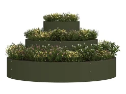 Maceta para Jardín | Jardinera | Macetero Verde oliva 120 x 120 x 20 cm Acero