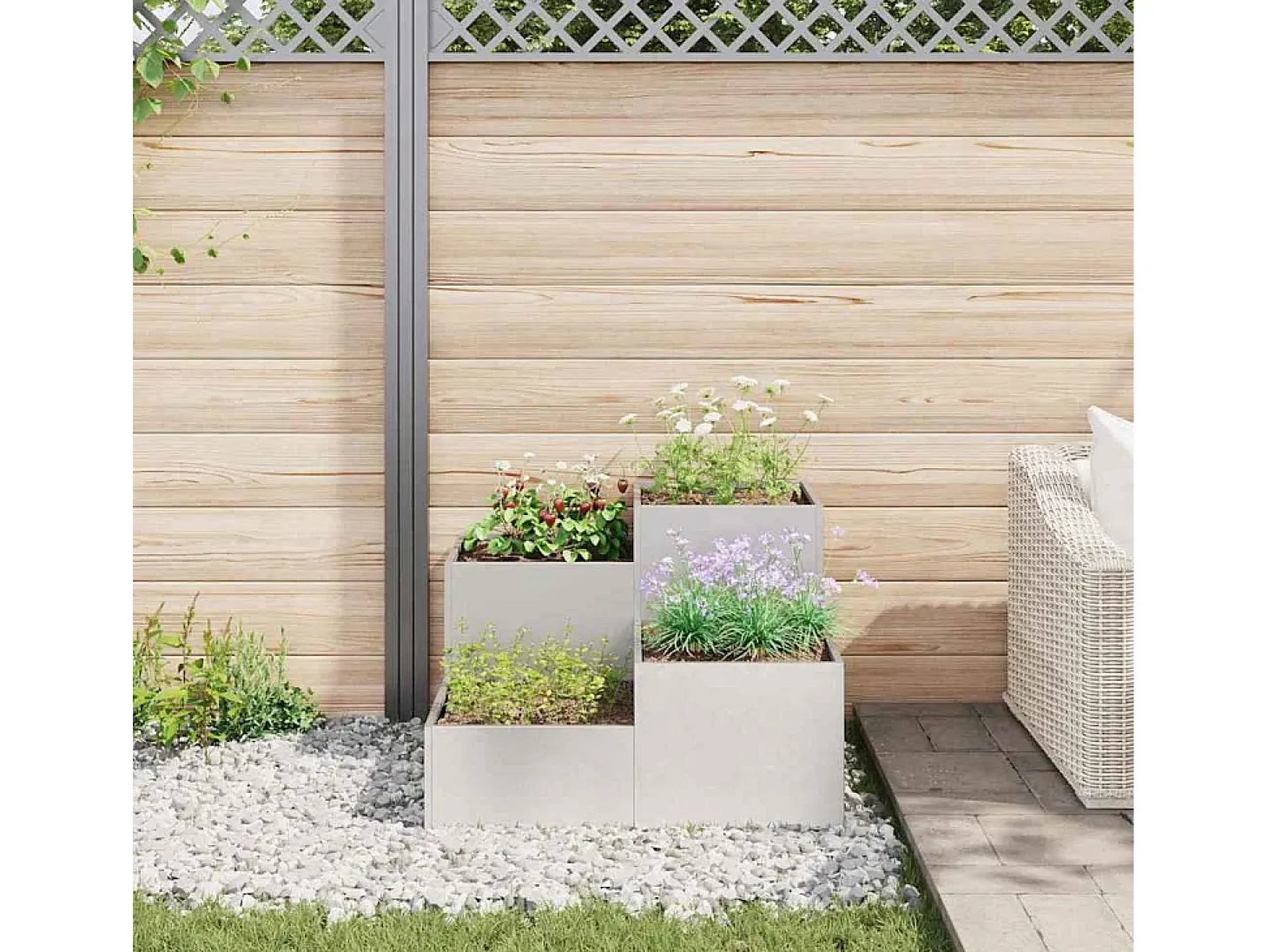 Maceta para Jardín | Jardinera | Macetero Plateado 80 x 80 x 60 cm Acero inoxidable