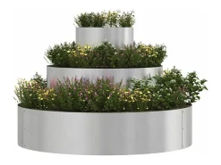 Maceta para Jardín | Jardinera | Macetero Plateado 90 x 90 x 20 cm Acero inoxidable