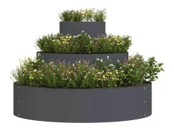 Maceta para Jardín | Jardinera | Macetero Antracita 90 x 90 x 20 cm Acero