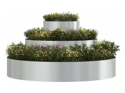 Maceta para Jardín | Jardinera | Macetero Plateado 120 x 120 x 20 cm Acero galvanizado