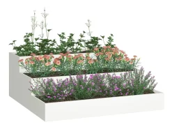 Maceta para Jardín | Jardinera | Macetero Blanco 90 x 90 x 35 cm Acero
