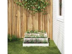 Maceta para Jardín | Jardinera | Macetero Blanco 90 x 90 x 35 cm Acero