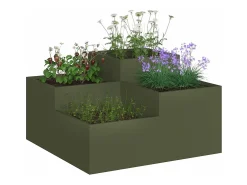 Maceta para Jardín | Jardinera | Macetero Verde oliva 100 x 100 x 48 cm Acero