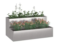 Maceta para Jardín | Jardinera | Macetero Plateado 100 x 60 x 45 cm Acero inoxidable