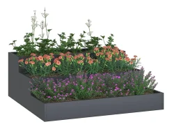 Maceta para Jardín | Jardinera | Macetero Antracita 90 x 90 x 35 cm Acero