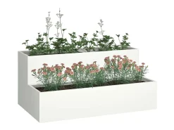 Maceta para Jardín | Jardinera | Macetero Blanco 100 x 60 x 45 cm Acero