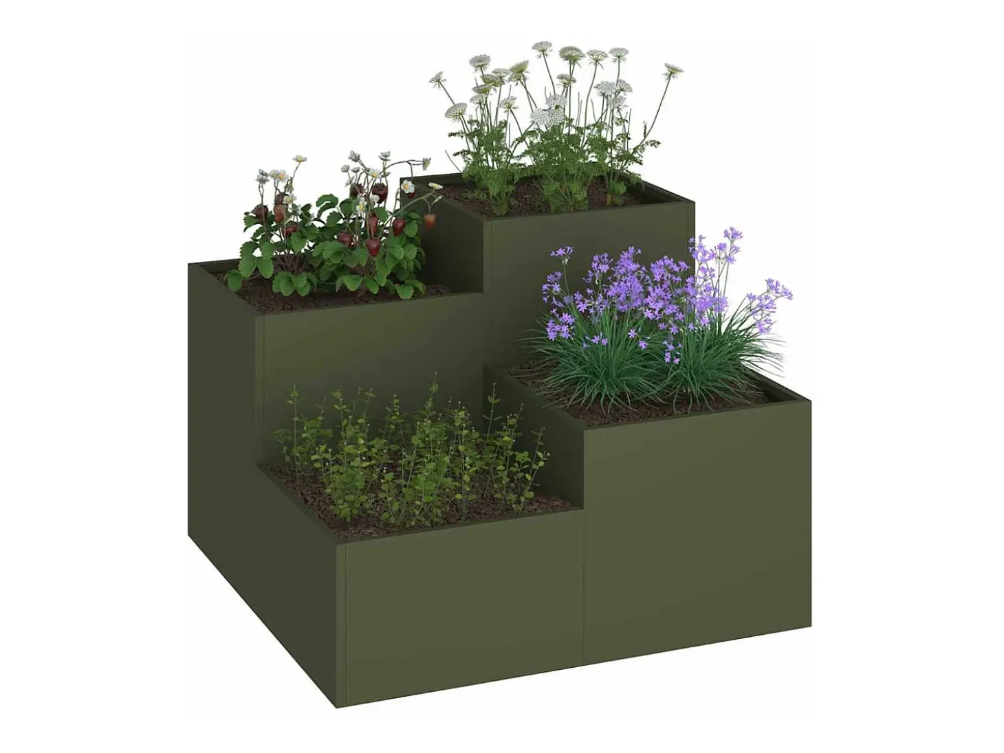 Maceta para Jardín | Jardinera | Macetero Verde oliva 80 x 80 x 60 cm Acero