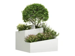 Maceta para Jardín | Jardinera | Macetero Blanco 60 x 60 x 50 cm Acero