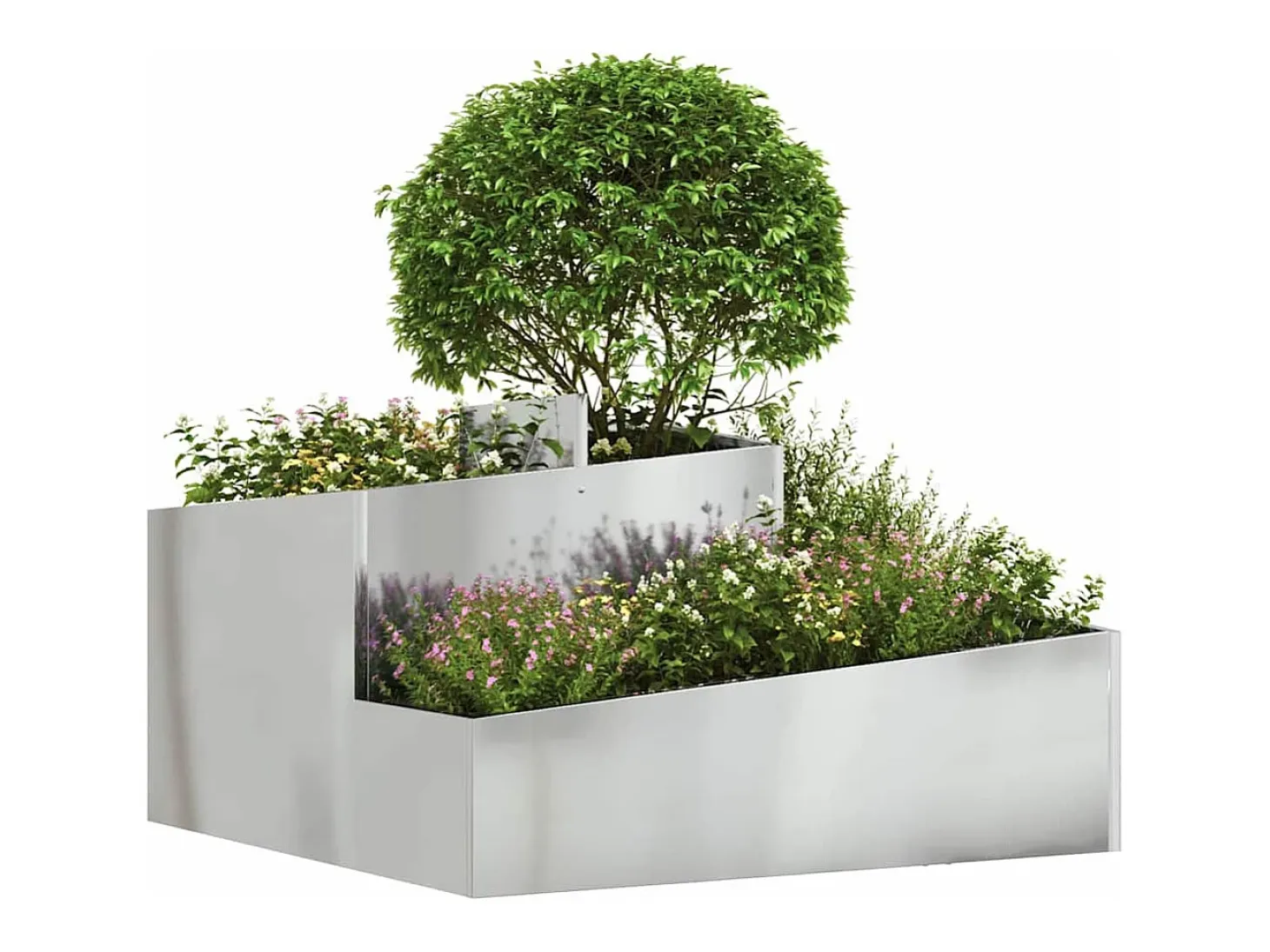 Maceta para Jardín | Jardinera | Macetero Plateado 80 x 80 x 50 cm Acero galvanizado