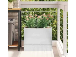 Maceta para Jardín | Jardinera | Macetero Plateado 50 x 32 x 40 cm Acero inoxidable