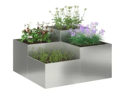 Maceta para Jardín | Jardinera | Macetero Plateado 100 x 100 x 48 cm Acero galvanizado
