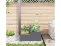 Maceta para Jardín | Jardinera | Macetero Antracita 80 x 80 x 48 cm Acero