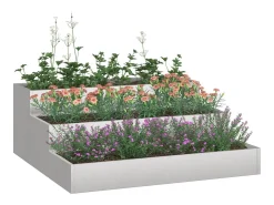 Maceta para Jardín | Jardinera | Macetero Plateado 90 x 90 x 35 cm Acero inoxidable