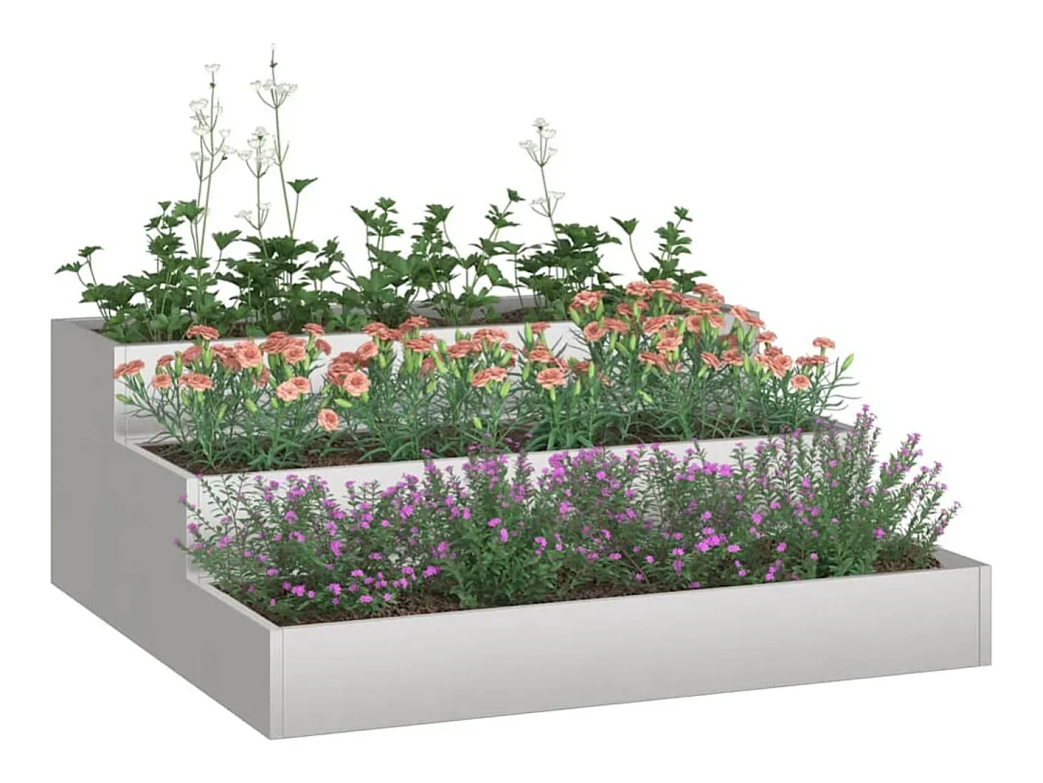 Maceta para Jardín | Jardinera | Macetero Plateado 90 x 90 x 35 cm Acero inoxidable