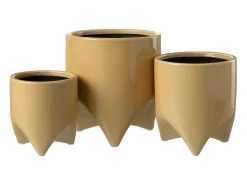 Macetero de cerámica beige de 15x15x17 cm