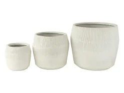 Macetero de cerámica blanco 50.5x50.5x49.5 cm (juego de 3)