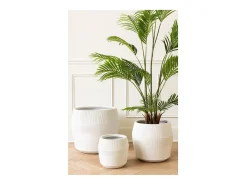 Macetero de cerámica blanco 50.5x50.5x49.5 cm (juego de 3)