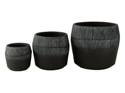 Macetero de cerámica negra H.26.5-38-49.5 cm (set de 3)