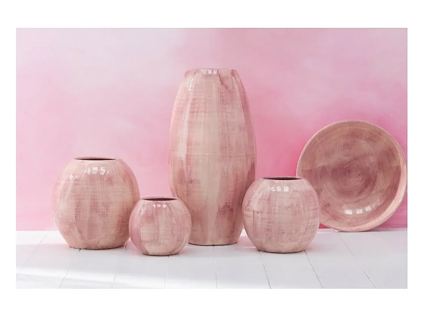 Macetero de cerámica rosa 24*24*21 cm