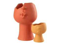 Macetero de porcelana ocre de 21x17x30 cm