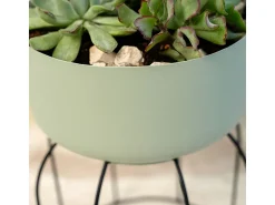 Macetero MOA Vinthera base alta acero verde claro Ø20x30 cm