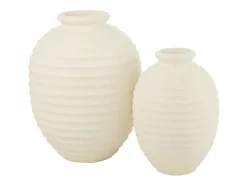 Macetero ovalado de cerámica blanco 50x50x66 cm
