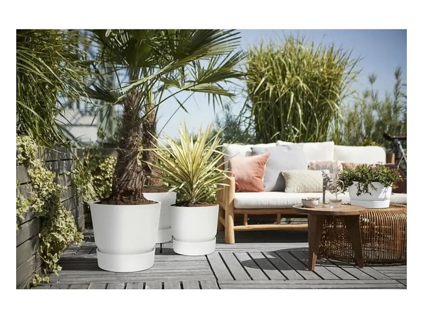 Macetero redondo 30 - Exterior Ø 29,5 x 27,8 cm - Blanco