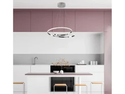Malena Suspensión en metal y aluminio cromado pulido con LED integrado y cables eléctricos regulables 115 Ø50 BL247-SCR