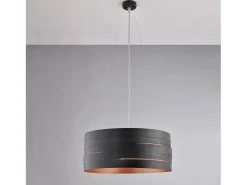 Mambo - Lámpara colgante negra exterior negro, interior cobre antiguo y cables orientables, 3 luces Ø45