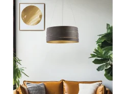 Mambo - Lámpara colgante negra con efecto óxido exterior, interior dorado y cables de acero, 3 luces