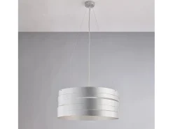 Mambo - Lámpara de suspensión en hierro lacado blanco con decoración. Plata antigua y cables de acero regulables 3 luces 120 - Ø45 - BL157-3-ARG
