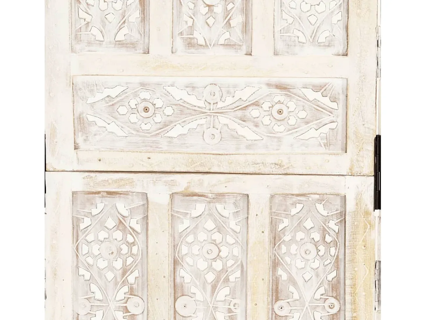 Mampara divisoria 5 paneles Blanco 200x165 cm Madera de mango
