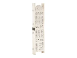 Mampara divisoria 5 paneles Blanco 200x165 cm Madera de mango