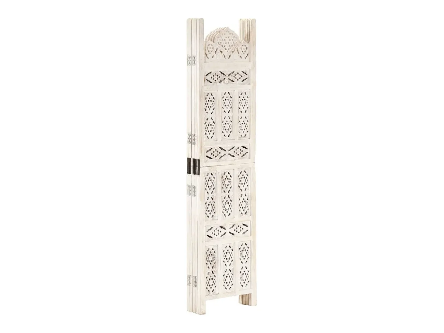 Mampara divisoria 5 paneles Blanco 200x165 cm Madera de mango