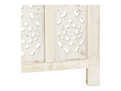 Mampara divisoria 5 paneles Blanco 200x165 cm Madera de mango