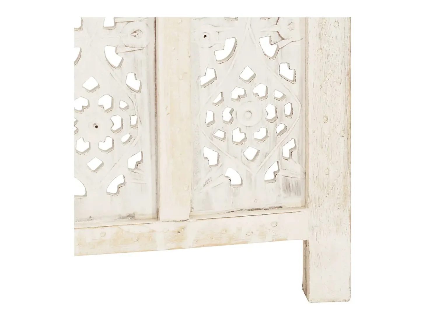 Mampara divisoria 5 paneles Blanco 200x165 cm Madera de mango