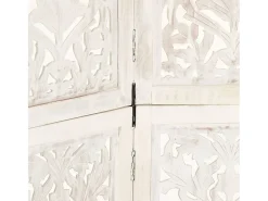 Mampara divisoria 5 paneles Blanco 200x165 cm Madera de mango