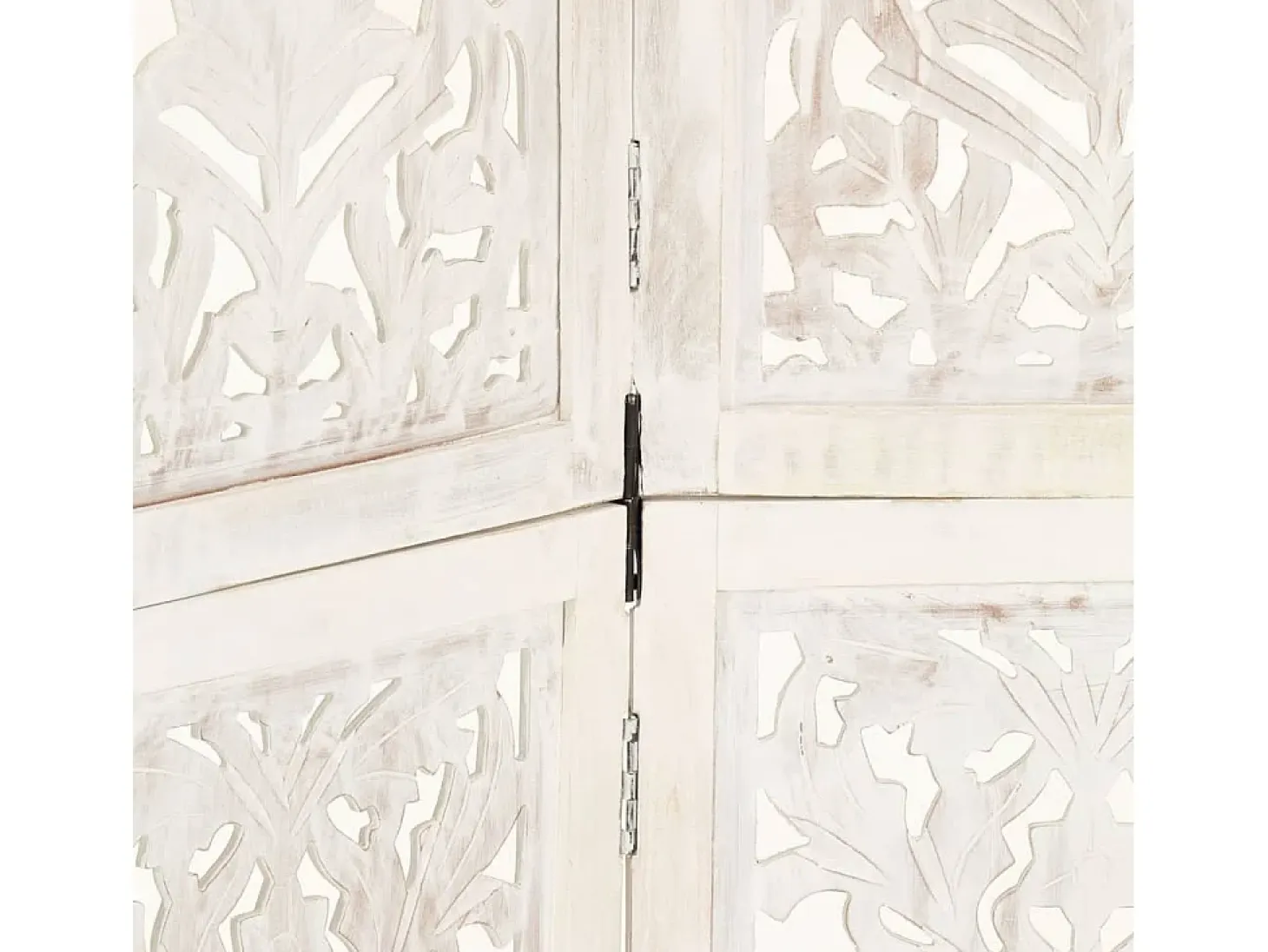 Mampara divisoria 5 paneles Blanco 200x165 cm Madera de mango