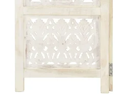 Mampara divisoria 5 paneles Blanco 200x165 cm Madera de mango