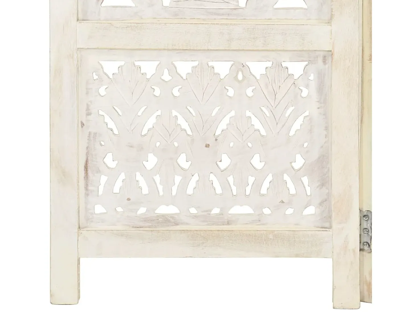 Mampara divisoria 5 paneles Blanco 200x165 cm Madera de mango
